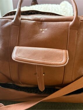 Ollie Cognac Travel Tote with Front Flap Pocket